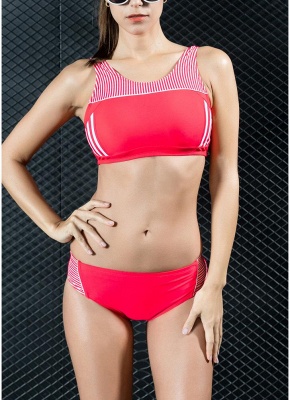 Women Sporty Bikini Set UK Striped Cropped Tank Top Tank Tops Bathing Suit UK Swimsuits UK_1