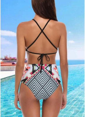 Women Bikini UK Swimsuits UK Geometric Print Strappy Sexy Backless High Waist Bathing Suit UK Bathing Suit UKs_3