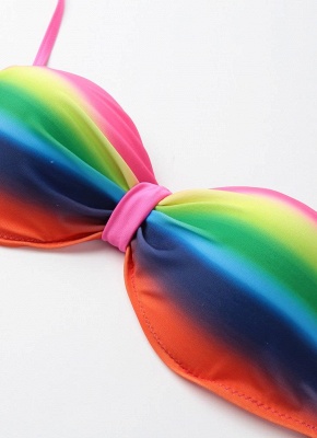 Hot Gradient Rainbow Print Underwire 3/4 Cup Women's Bikini UK_6