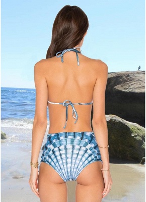 Womens Tank top Bikini Set Halter Plaid Print Padded Bandage Criss Over High Waist Hot Swimsuit_5