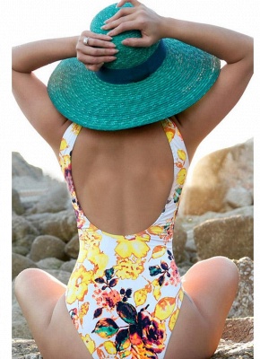 Lace Up Hollow Out Backless Printed Modern Women's Monokini_3