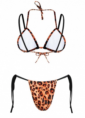 Womens Swimsuits Leopard Print Lace Halter Bandage Thong Bikini Bathing Suit Swimsuit_5