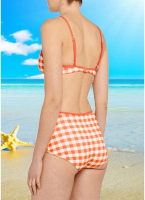 Womens Plaid Print Bikini Set Sexy Open Back Summer Beach Swimsuit Bathing Suit_3