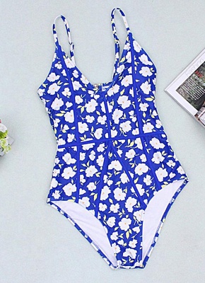 Womens One-Piece Swimsuit Printed Cut Out Back Bathing Suit Playsuit Jumpsuit Rompers_1