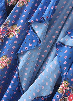 Boho Chiffon Floral Geometric Print Loose Kimono_8
