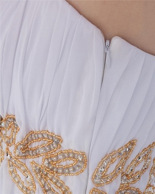 White Cocktail Dresses  Strapless Sleeveless Gold Beading Sash Short Chiffon Zipper Homecoming Gowns With Sequins_5