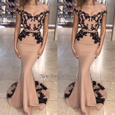 Black Lace Off-the-shoulder Prom Dresses | Mermaid Long Sexy Evening Dresses WW0008_3