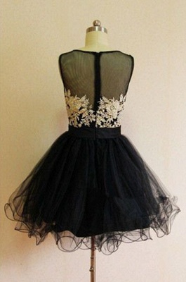 A-Line Black Lace Applique  Homecoming Dresses Latest Sleeveless Mini Cocktail Dress_3