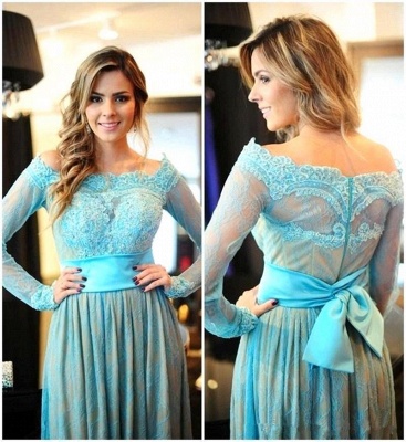 Empire Off the Shoulder Long Sleeve Prom Dress A-Line Zipper Lace Party Dresses AE0112_3