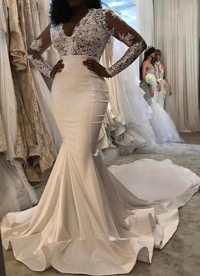Sexy Lace Trumpet/ Mermaid Wedding Dresses | White Chic Wedding Dress_1
