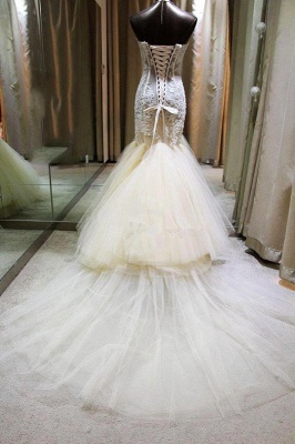 Gorgeous Mermaid Sweetheart Wedding Dress Lace Applique  Bridal Gown with Long Train CE0159_3