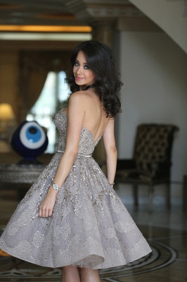 Gorgeous Full Sparkly Beads Knee Length Prom Dress Silver Sequins Organza New Homecoming Dress CJ0371_3
