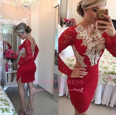 Sexy Sheath Pearls Hoco Dresses  | Lace Short Homecoming Dresses BMT0_5