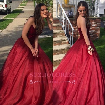 Sexy Sweetheart Ball-Gown Green Sleeveless Tulle Prom Dresses_2