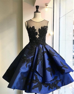 New Arrival A-Line Short Homecoming Dress Cute Balck Lace Sleeveless Party Dresses_1