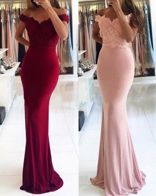 Bridesmaid Dresses Long Pink Red Dresses with Lace_3