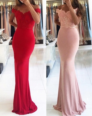 Bridesmaid Dresses Long Pink Red Dresses with Lace_1