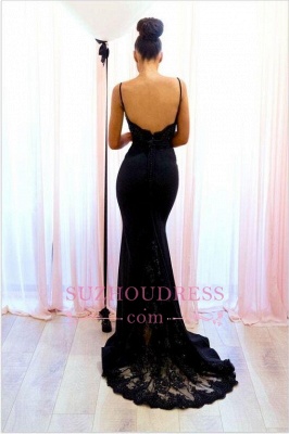 Sexy Black Lace Evening Dress  | Mermaid Spaghetti-Straps Prom Dress_1