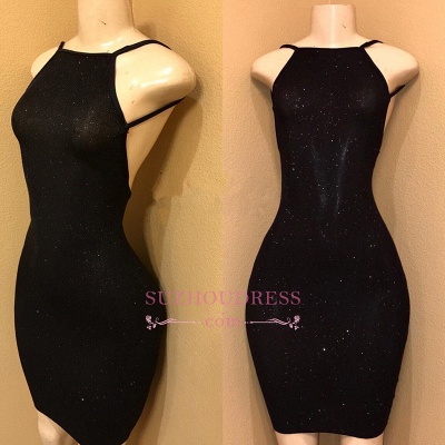 Mermaid Short Sequins Homecoming Dress |  Black Spaghetti Straps Party Dresses_1