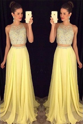 Cute Two Piece Major Beading Prom Dess New Arrival Chiffon Formal Occasion Dresses GA017_3