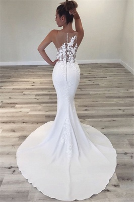 Glamorous Mermaid Wedding Dresses Sleeveless Sheer Tulle Bridal Gowns Online_3