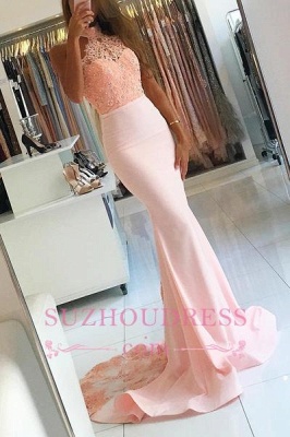 Pink Halter Open Back Prom Dresses Backless Mermaid Sexy Evening Dress  BA5453_2