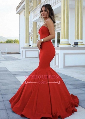 Sleeveless Mermaid Red Long Formal Dresses  Sweetheart Long Sexy Prom Dress SP0196_1