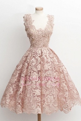 Lace  Short Sleeveless Simple A-Line Homecoming Dresses_2