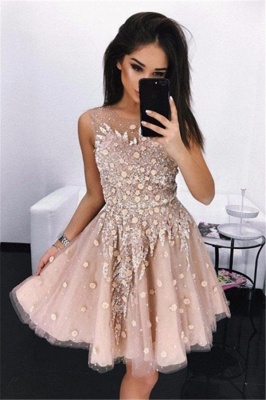 New Arrival Short Sleeveless Homecoming Dresses  | A-Line Flowers Hoco Dresses_1