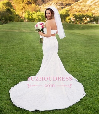 Beading Sexy Sweetheart Mermaid Lace Two-Piece Wedding Dresses_3