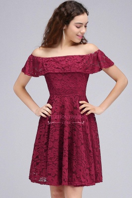 Off-the-Shoulder Burgundy Lace Short Sheath Homecoming Dresses_5