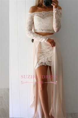 Off-the-Shoulder Sexy Two Pieces Formal Dress  Long Sleeves Lace Evening Dresses BA6774_3