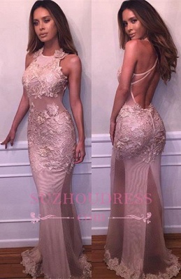 Delicate Halter Lace-Appliques Sleeveless Mermaid Prom Dress BA4359_2