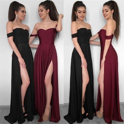 Off The Shoulder Sexy Split Formal Dresses |  Long Strapless Evening Dresses_4