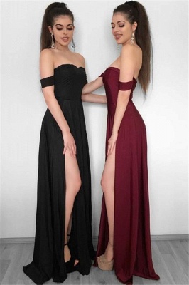 Off The Shoulder Sexy Split Formal Dresses |  Long Strapless Evening Dresses_3
