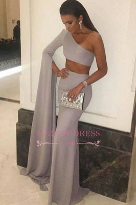 Floor Length Two Pieces Ball Dress One Shoulder Mermaid Stunning  Prom Dress_5