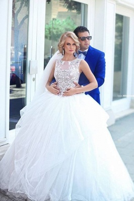New Arrival Crystal Tulle Wedding Dress A-line Custom Made Lace-Up Plus Size Bridal Gown_1