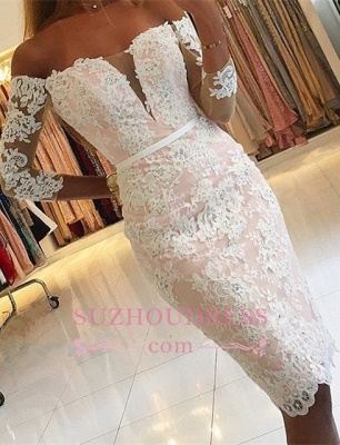 Sexy Appliques Off-the-Shoulder Pink Long-Sleeves Sheath Homecoming Dress BA6859_2