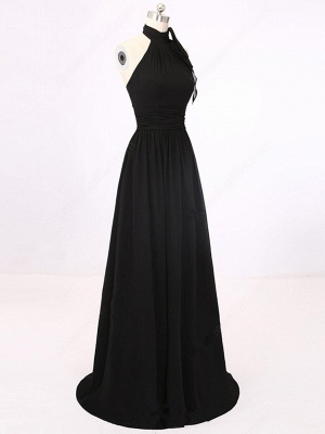 A-Line Black Halter Summer Party Dresses Simple Chiffon Long Prom Dress_4