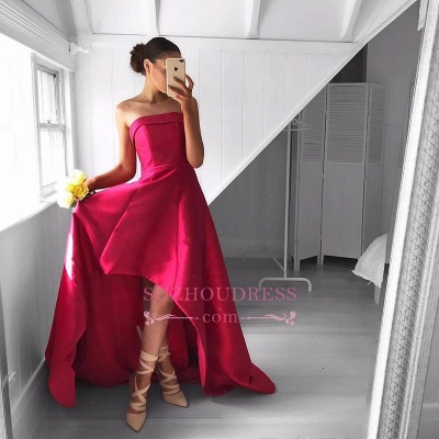 Sleeveless Hi-Lo Strapless Evening Gowns Sweep Train Newest  Prom Dress_1