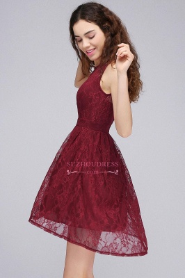 Burgundy Sleeveless Lace A-line Illusion Newest Homecoming Dress_1