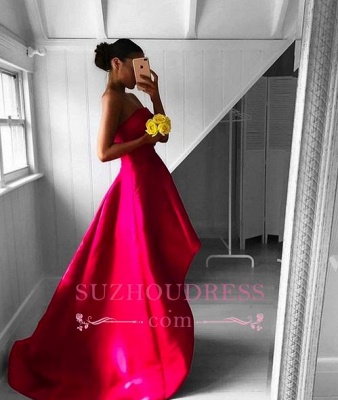 Sleeveless Hi-Lo Strapless Evening Gowns Sweep Train Newest  Prom Dress_4