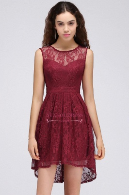 Burgundy Sleeveless Lace A-line Illusion Newest Homecoming Dress_4