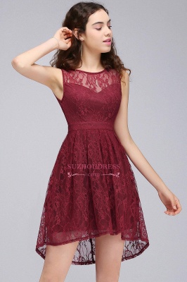 Burgundy Sleeveless Lace A-line Illusion Newest Homecoming Dress_5