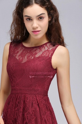 Burgundy Sleeveless Lace A-line Illusion Newest Homecoming Dress_2