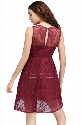 Burgundy Sleeveless Lace A-line Illusion Newest Homecoming Dress_3