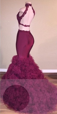 High Neck Open Back Mermaid Ruffles Prom Dress  Popular Beaded Lace Sexy Evening Gown  BA4761-MQ0044_3