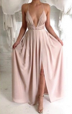 Sexy V-Neck Halter Long Evening Dress  Plus Size Summer Dresses for Women CJ0393_1