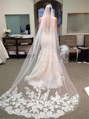 Mermaid Wedding Gowns Online V-neck Lace Bride Dresses with Wedding Veil_3