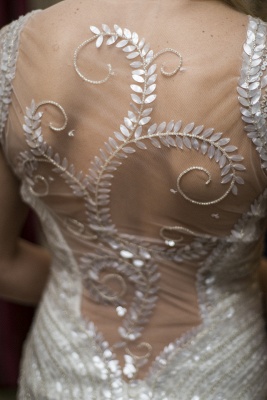Mermaid Crystal  Wedding Dress Latest Tulle Custom Made Bridal Gown DH016_2